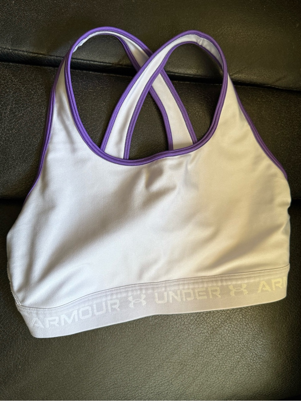 Under Armour sports bra women Large lilac periwinkle purple EUC